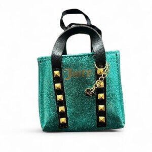 Juicy Couture tiny mini green and black glitter tote bag